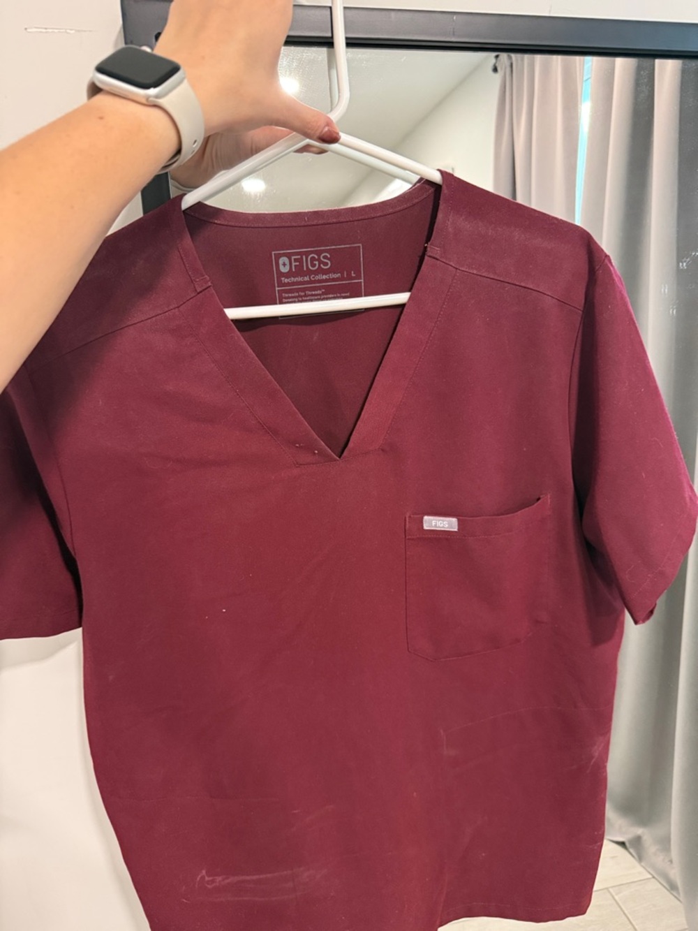 Figs Men's Burgundy Medical Scrub Top